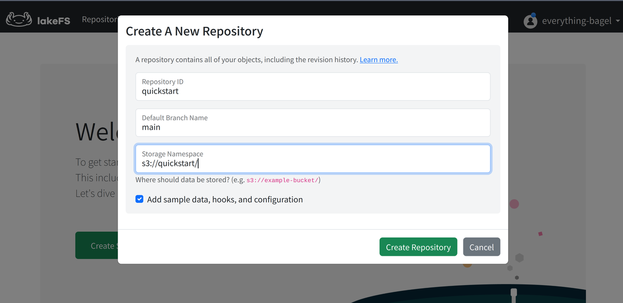 Image: lakeFS Repository Creation